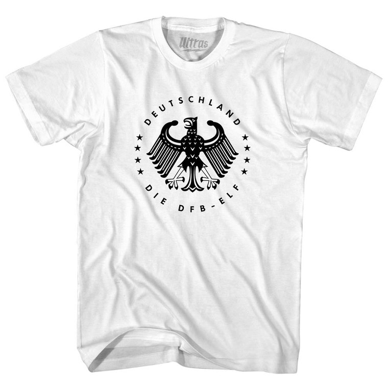 Germany Eagle Deutschland Soccer 4 World Cups Womens Cotton Junior Cut T-Shirt - White
