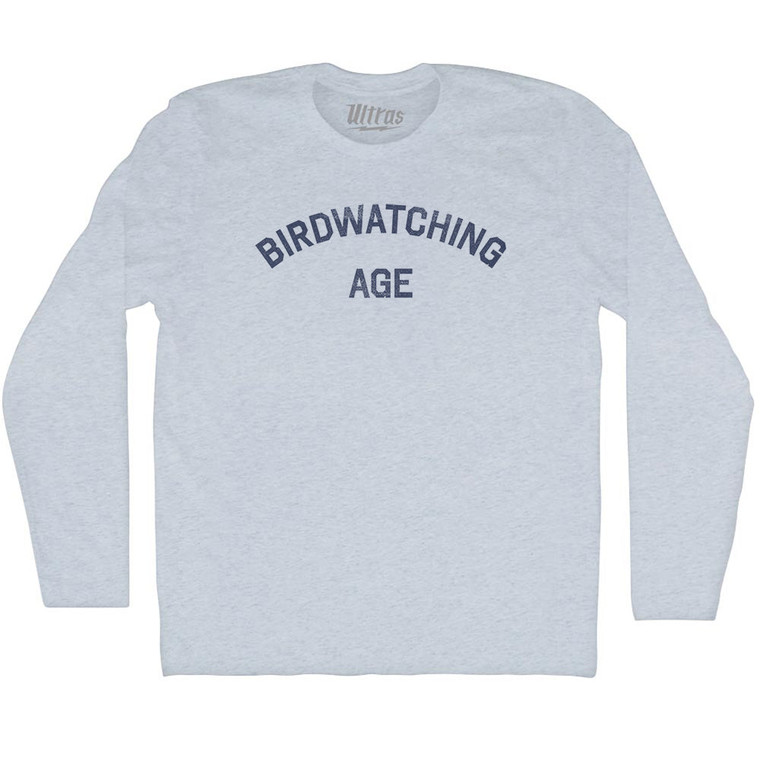 Birdwatching Age Adult Tri-Blend Long Sleeve T-shirt - Athletic White