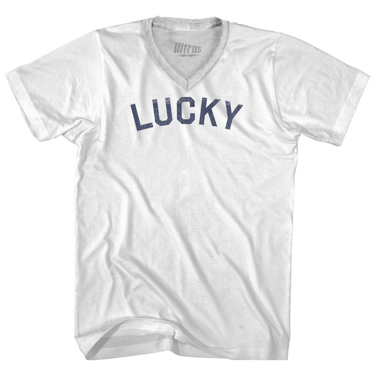 Lucky Adult Tri-Blend V-neck T-shirt - White