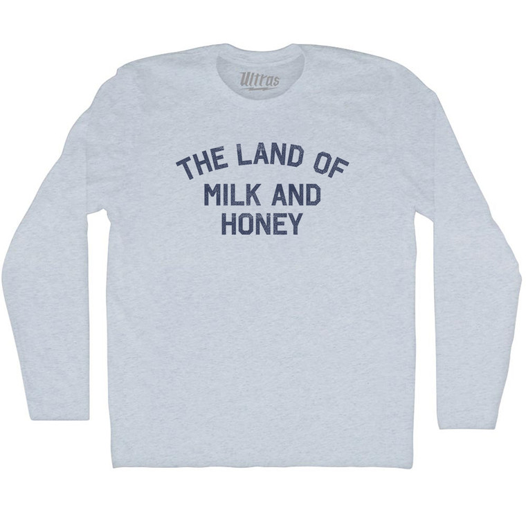 The Land Of Milk And Honey Adult Tri-Blend Long Sleeve T-Shirt - Athletic White