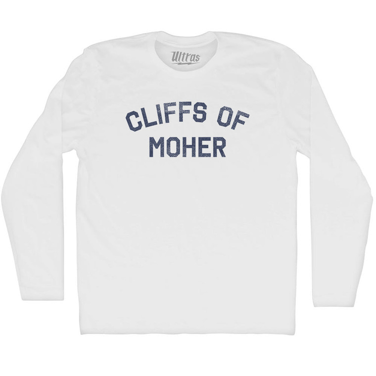 Cliffs Of Moher Adult Cotton Long Sleeve T-shirt - White