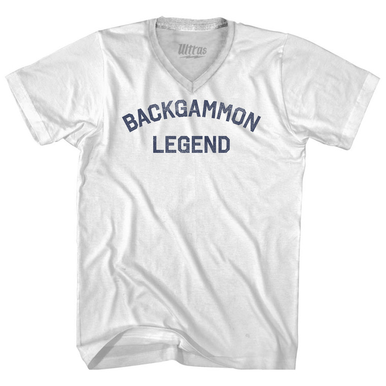 Backgammon Legend Adult Tri-Blend V-neck T-shirt - White