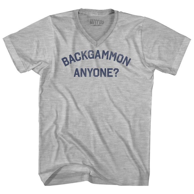 Backgammon Anyone Adult Cotton V-neck T-shirt - Grey Heather