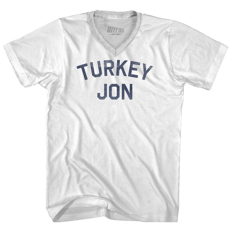 Turkey Jon Adult Tri-Blend V-neck T-shirt - White