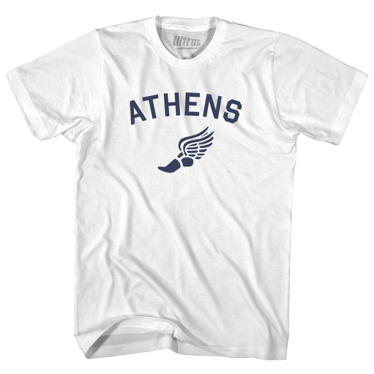 Athens Running Track Winged Foot Womens Cotton Junior Cut T-Shirt - White