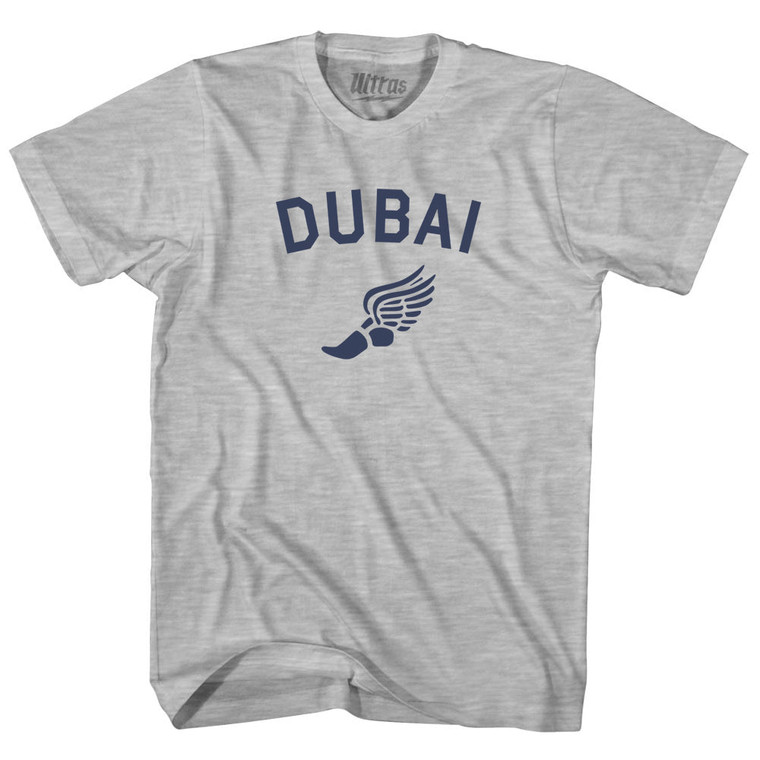Dubai Running Track Winged Foot Adult Cotton T-shirt - Grey Heather