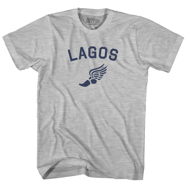 Lagos Running Track Winged Foot Womens Cotton Junior Cut T-Shirt - Grey Heather