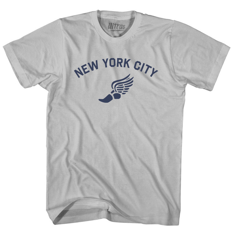 New York City Running Track Winged Foot Adult Cotton T-shirt - Cool Grey