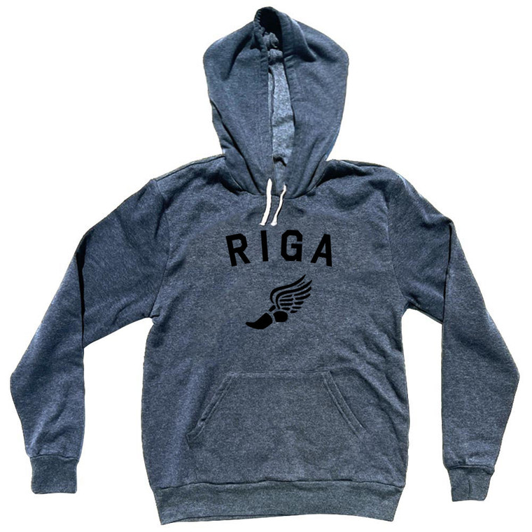 Riga Running Track Winged Foot Tri-Blend Hoodie - Blue