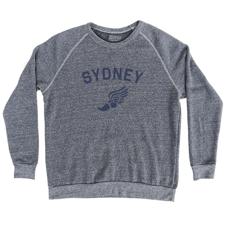 Sydney Running Track Winged Foot Adult Tri-Blend Sweatshirt - Athletic Grey