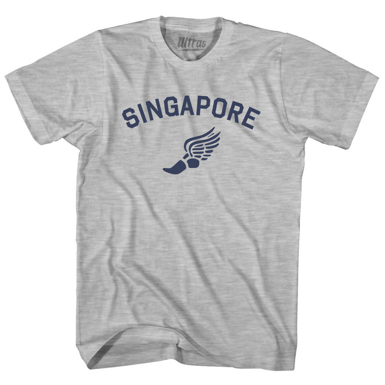 Singapore Running Track Winged Foot Womens Cotton Junior Cut T-Shirt - Grey Heather