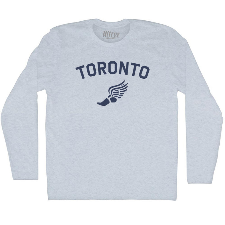 Toronto Running Track Winged Foot Adult Tri-Blend Long Sleeve T-shirt - Athletic White