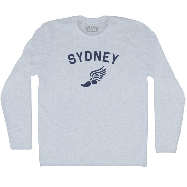 Sydney Running Track Winged Foot Adult Tri-Blend Long Sleeve T-shirt - Athletic White