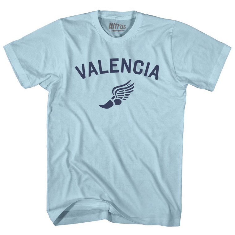Valencia Running Track Winged Foot Adult Cotton T-shirt - Light Blue