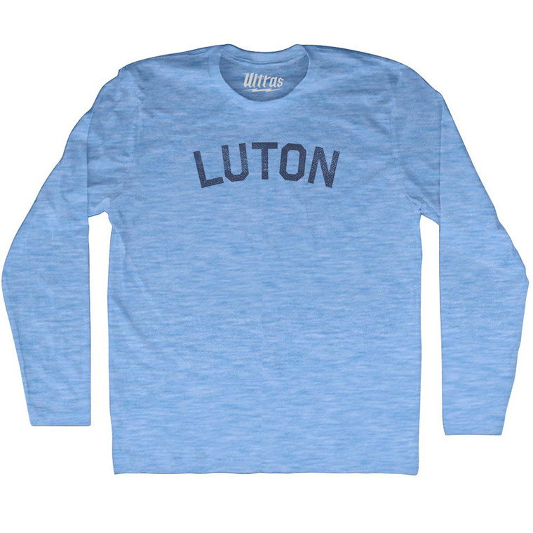 Luton Adult Tri-Blend Long Sleeve T-shirt - Athletic Blue