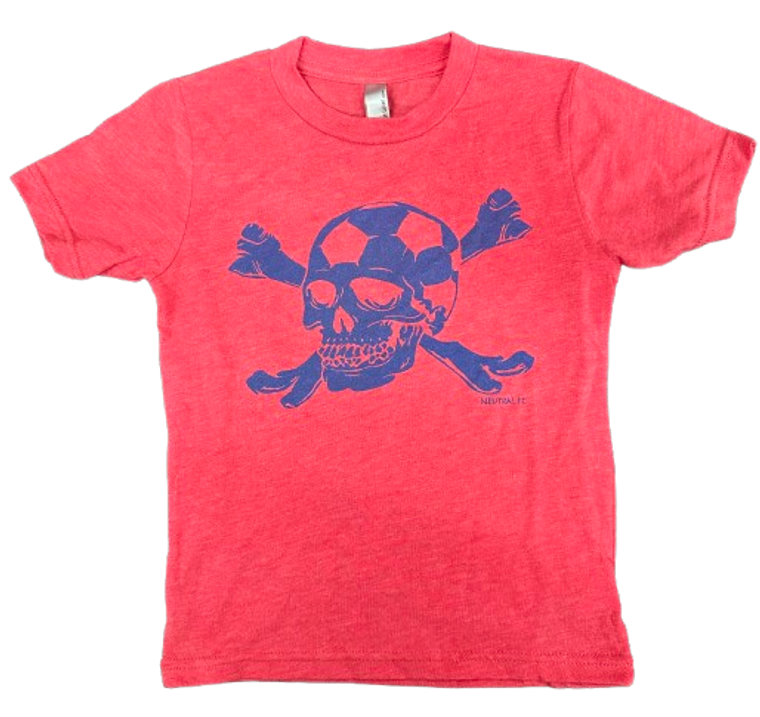 YOUTH SMALL- SKULL NEUTREAL FC.- Athletic Red T-shirt- Final Sale F4