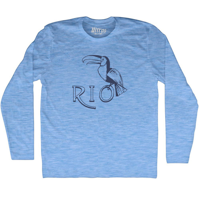 Rio Toucan Travel Adult Tri-Blend Long Sleeve T-Shirt - Athletic Blue