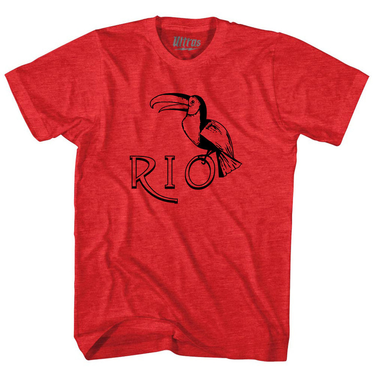 Rio Toucan Travel Adult Tri-Blend T-Shirt - Athletic Red