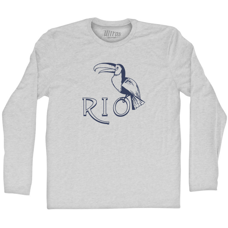 Rio Toucan Travel Adult Cotton Long Sleeve T-Shirt - Grey Heather