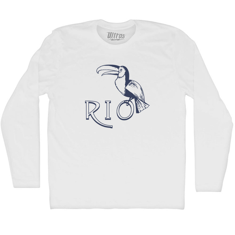 Rio Toucan Travel Adult Cotton Long Sleeve T-Shirt - White