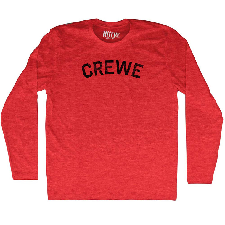 Crewe Adult Tri-Blend Long Sleeve T-shirt - Athletic Red