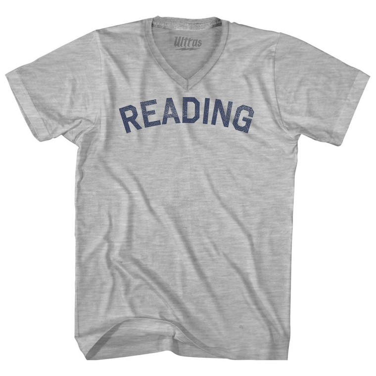Reading Adult Cotton V-neck T-shirt - Grey Heather
