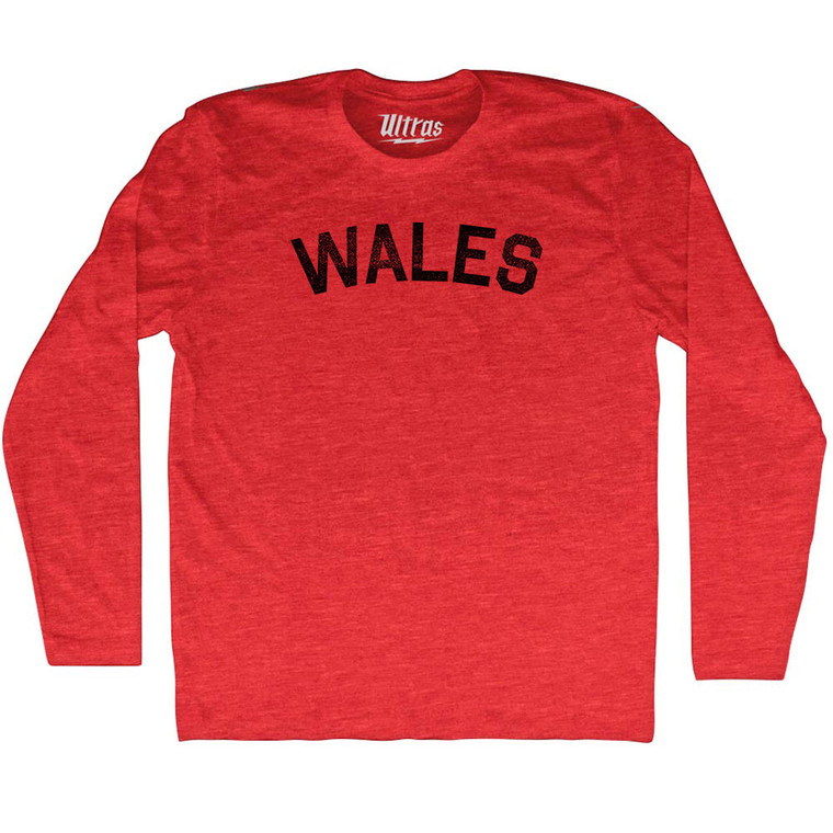Wales Adult Tri-Blend Long Sleeve T-shirt - Athletic Red