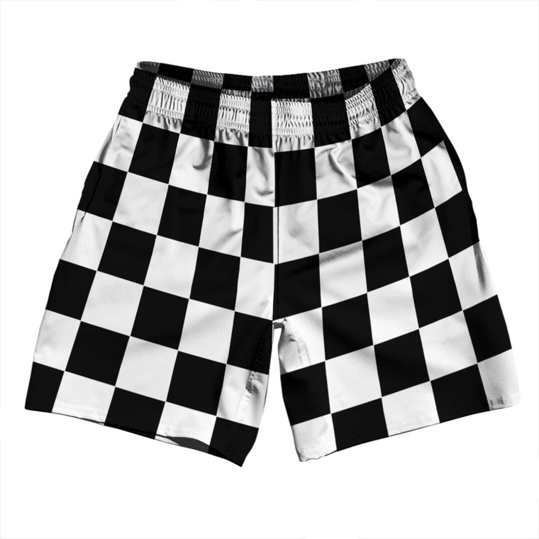 Checkerboard 2.5 Inches Black and White Soccer Shorts Made In USA - Black and White