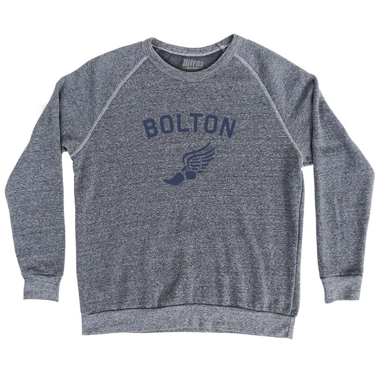 Bolton Running Track Winged Foot-Adult Tri-Blend Sweatshirt - Athletic Grey