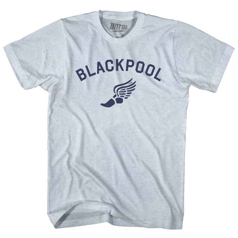 Blackpool Running Track Winged Foot-Adult Tri-Blend T-shirt - Athletic White