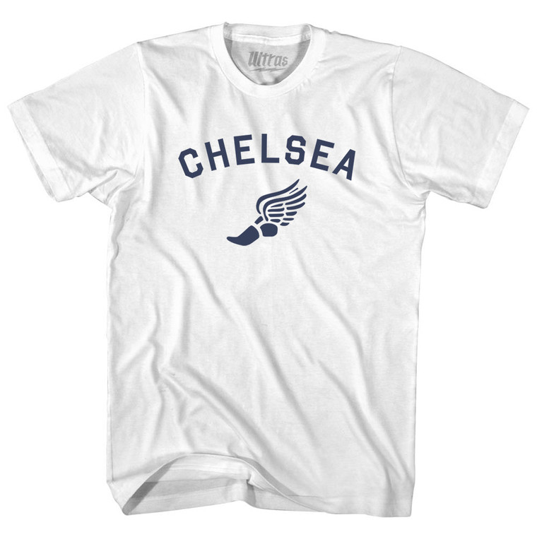 Chelsea Running Track Winged Foot-Youth Cotton T-shirt - White