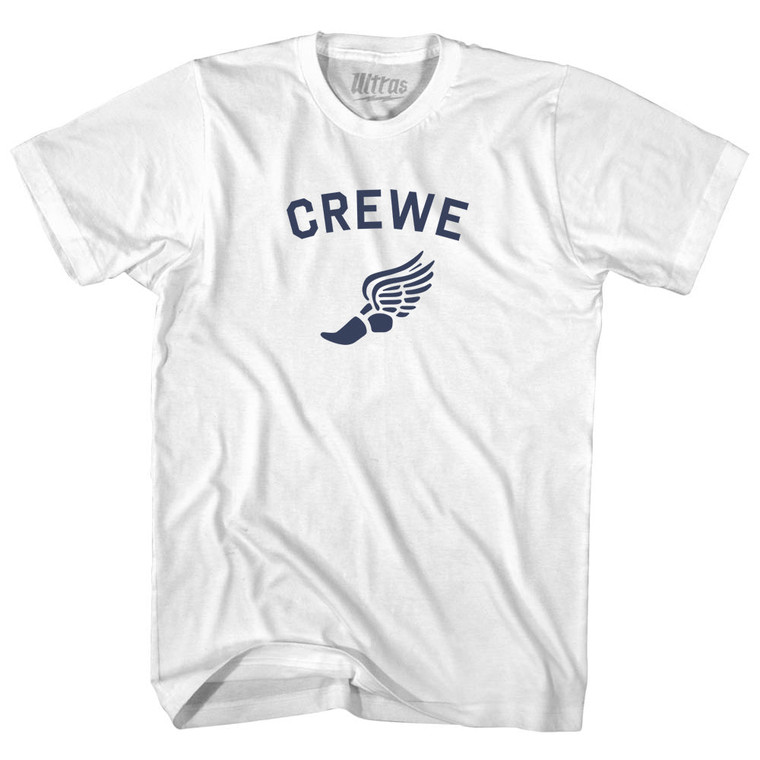 Crewe Running Track Winged Foot-Youth Cotton T-shirt - White