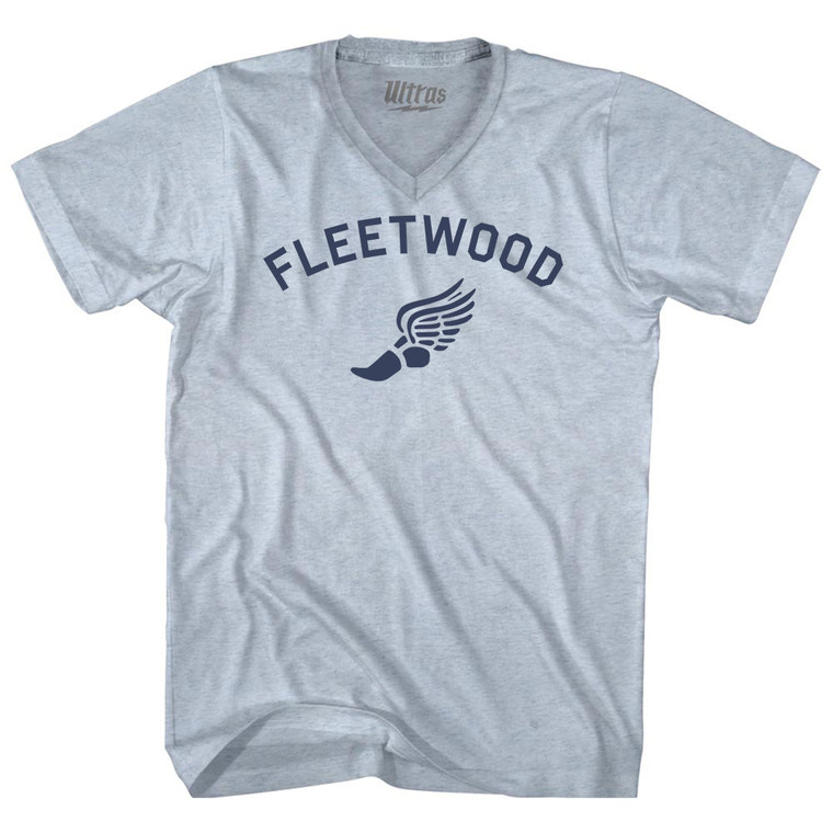 Fleetwood Running Track Winged Foot-Adult Tri-Blend V-neck T-shirt - Athletic White