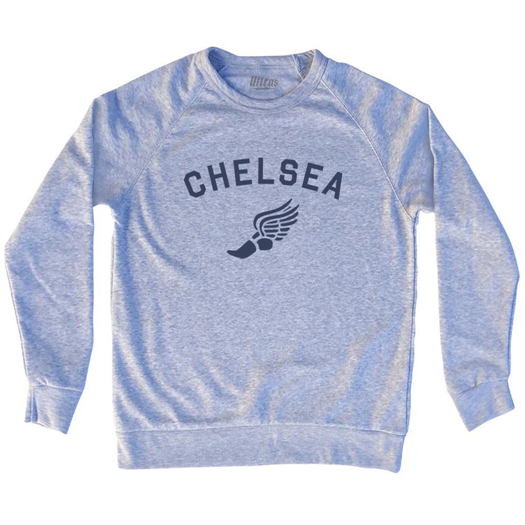 Chelsea Running Track Winged Foot-Adult Tri-Blend Sweatshirt - Grey Heather