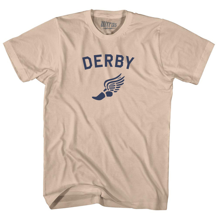 Derby Running Track Winged Foot-Adult Cotton T-shirt - Creme