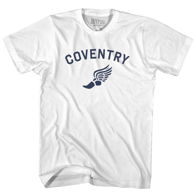 Coventry Running Track Winged Foot-Womens Cotton Junior Cut T-Shirt - White