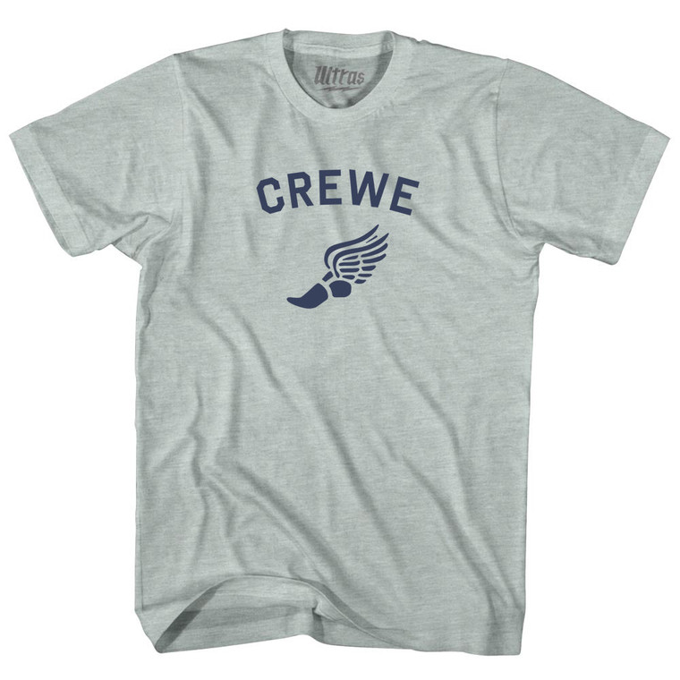Crewe Running Track Winged Foot-Adult Tri-Blend T-shirt - Athletic Cool Grey