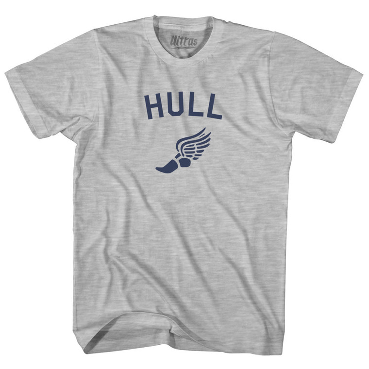 Hull Running Track Winged Foot-Adult Cotton T-shirt - Grey Heather