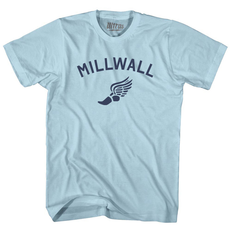 Millwall Running Track Winged Foot-Adult Cotton T-shirt - Light Blue
