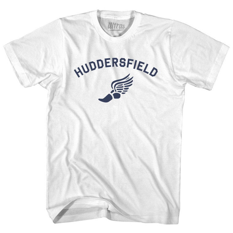 Huddersfield Running Track Winged Foot-Womens Cotton Junior Cut T-Shirt - White