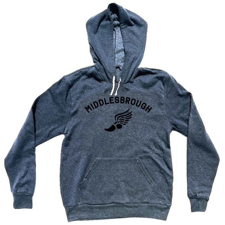 Middlesbrough Running Track Winged Foot-Tri-Blend Hoodie - Blue