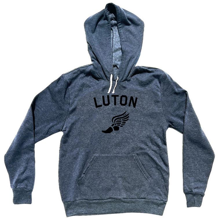 Luton Running Track Winged Foot-Tri-Blend Hoodie - Blue