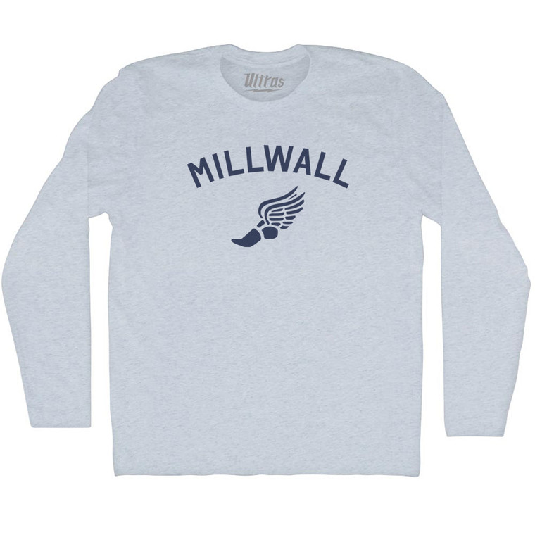 Millwall Running Track Winged Foot-Adult Tri-Blend Long Sleeve T-shirt - Athletic White
