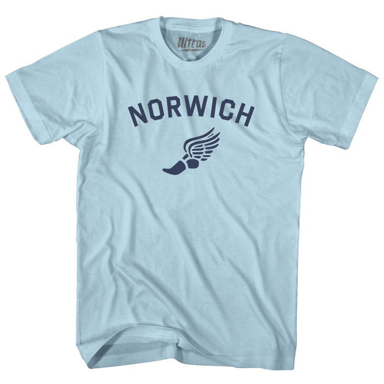 Norwich Running Track Winged Foot-Adult Cotton T-shirt - Light Blue