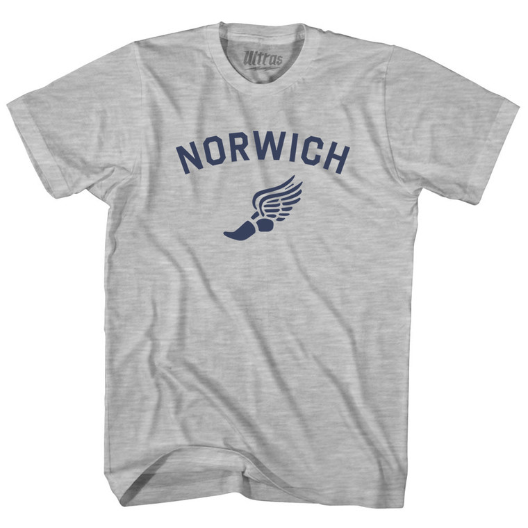 Norwich Running Track Winged Foot-Adult Cotton T-shirt - Grey Heather