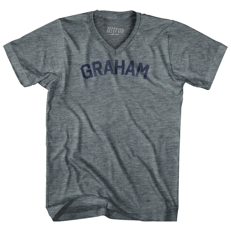 GRAHAM Tri-Blend V-neck Womens Junior Cut T-shirt - Athletic Grey