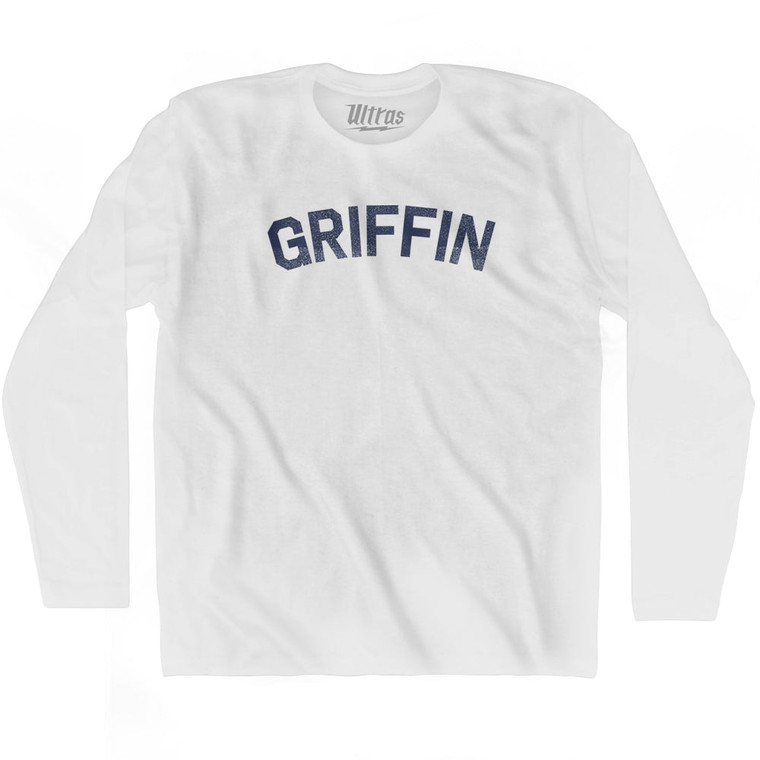 GRIFFIN Adult Cotton Long Sleeve T-shirt - White