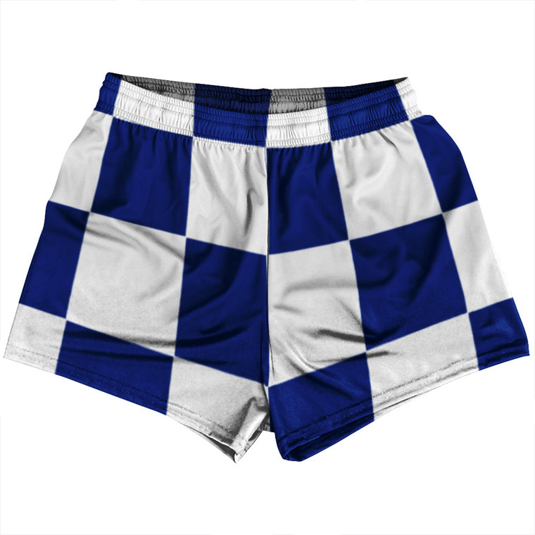 Checkerboard 5 Inches Blue Royal and White Womens & Girls Sport Shorts End Made In USA