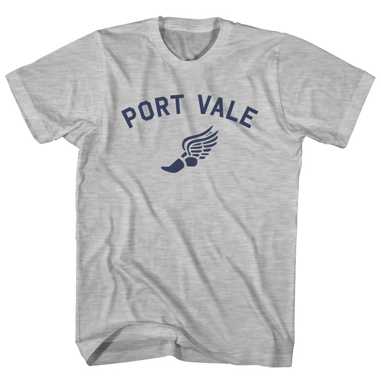 Port Vale Running Track Winged Foot Adult Cotton T-shirt - Grey Heather