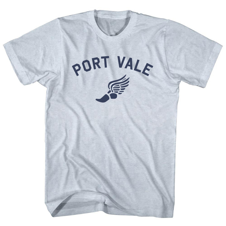 Port Vale Running Track Winged Foot Adult Tri-Blend T-shirt - Athletic White